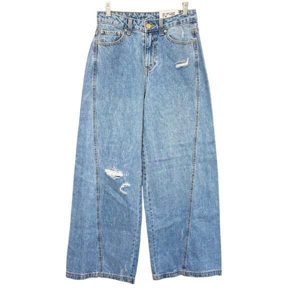 Future Collective Womens Wide Leg Jeans Size 4 High Rise Blue Cotton - Picture 1 of 7